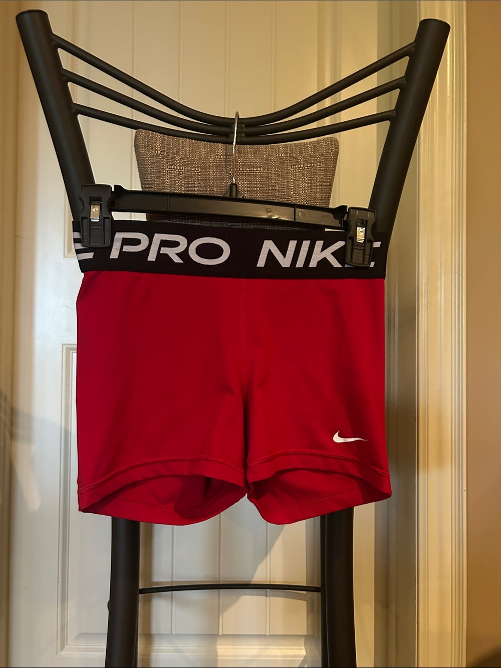 Nike Red Pro Compression Shorts with Black Waistband